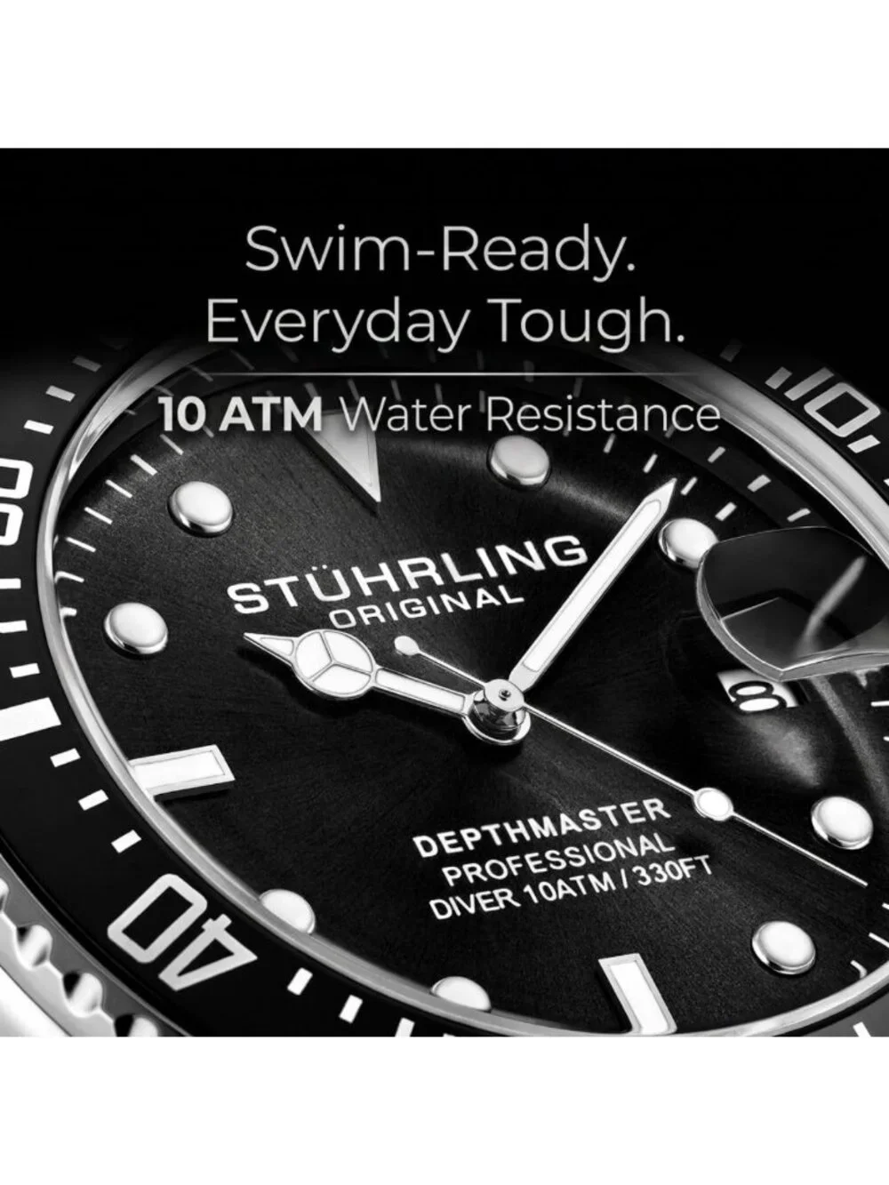 Men's 42mm Dive Watch - Stainless Steel, Japanese Quartz, Black Dial, Rubber